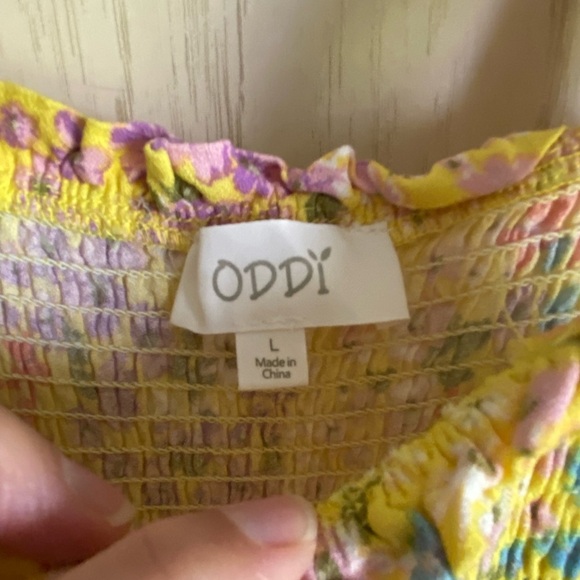 ODDI Daffodils Glow Midi Dress Buttercup yellow with ditsy floral & tie straps L - Picture 6 of 11